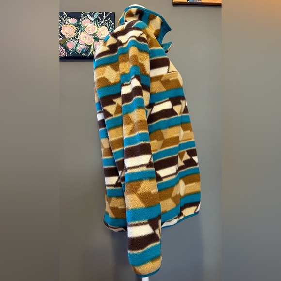 🌟HP🎉Patagonia Synchilla Snap T Fleece in Brown & Teal Guatemalan Tango Print - Picture 5 of 9